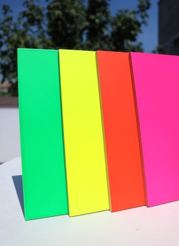 Fluorescent paint applied to wood