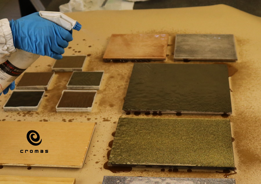 Eliminate bubbles in self-levelling, low thickness epoxy resin with denatured alcohol