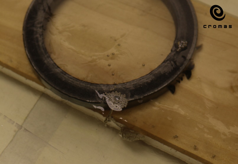 Air bubbles in the resin due to not sealed wood